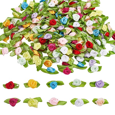 200Pcs 10 Colors Polyester Rose Ornaments DIY-GF0006-84-1