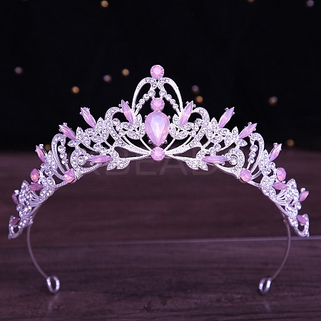 Alloy Rhinestone Crown Hair Bands for Woman Girls PW-WGB2F57-17-1