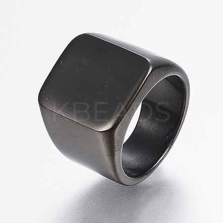 304 Stainless Steel Signet Band Rings for Men RJEW-G091-16-22mm-B-1