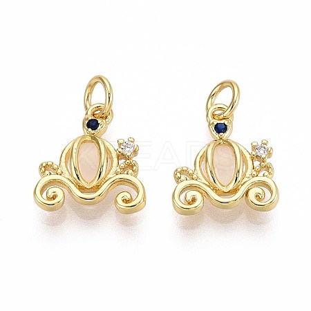 Brass Micro Pave Colorful Cubic Zirconia Glass Pendants KK-R162-026C-G-1