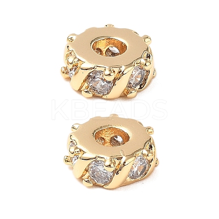 Brass Micro Pave Cubic Zirconia Beads KK-A259-02G-1
