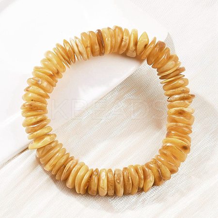 Natural Amber Beaded Stretch Bracelets for Men Women BJEW-L710-01C-1