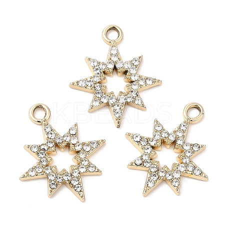 UV Plating Alloy Rhinestone Pendants PALLOY-A004-08G-1