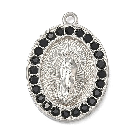 304 Stainless Steel & Rhinestone Pendants STAS-G371-09E-02P-1