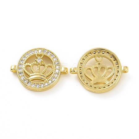 Rack Plating Brass Micro Pave Clear Cubic Zirconia Connector Charms KK-C008-10G-1
