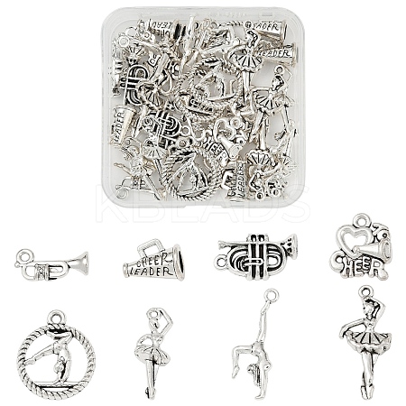 40Pcs 8 Styles Tibetan Style Alloy Pendants FIND-YW0006-87AS-1