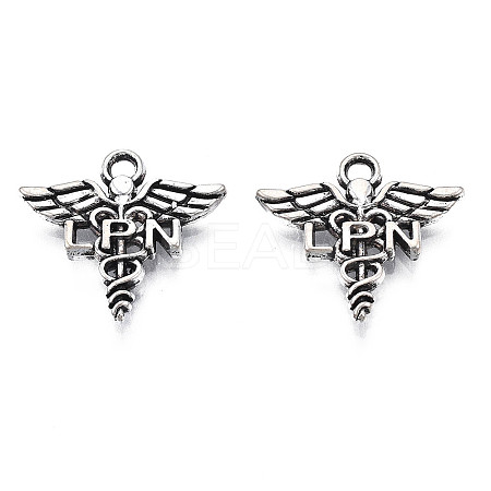 Tibetan Style Alloy LPN Caduceus Medical Symbol Charms LS-TIBEP-N008-133-1