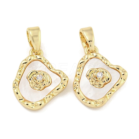 Brass with Clear Cubic Zirconia with Sea Shell Charms KK-Q820-14G-1