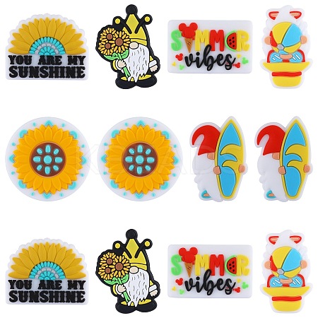 12Pcs 6 Styles Silicone Focal Beads SIL-SZ0001-88-1