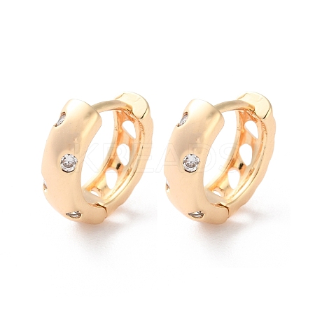 Rack Plating Brass Clear Cubic Zirconia Hoop Earrings EJEW-S241-20G-1