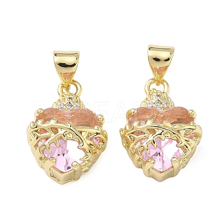 Brass Micro Pave Cubic Zirconia Pendants KK-F930-27C-G-1