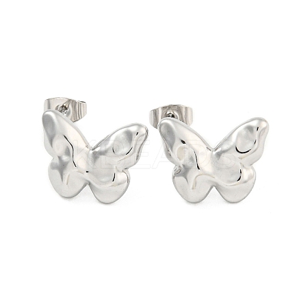 Non-Tarnish Butterfly 304 Stainless Steel Ear Studs EJEW-L290-031P-1