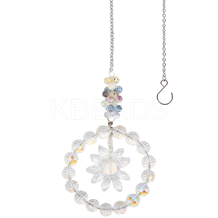 1Pc Flower Glass Car Hanging Decoration HJEW-SP0001-11A-1