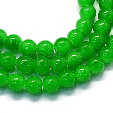 Baking Paint Imitation Jade Glass Round Bead Strands DGLA-Q021-6mm-10-1
