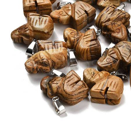 Natural Picture Jasper Pendants G-B127-05P-09-1