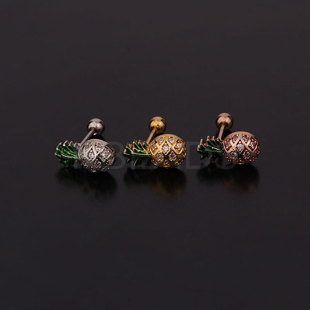 Pineapple Brass Micro Pave Cubic Zirconia Cartilage Earrings for Women WG9FBC0-04-1