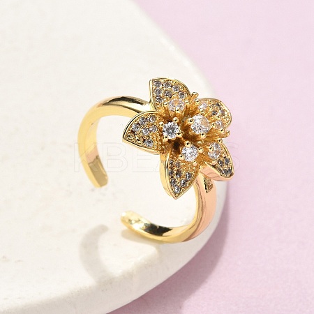 Brass Micro Pave Clear Cubic Zirconia Finger Rings RJEW-C120-29A-G-1
