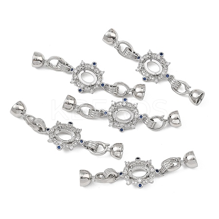 SHEGRACE Flower Brass Micro Pave Clear Cubic Zirconia Fold Over Clasps XGRQ58127-783P-1-1