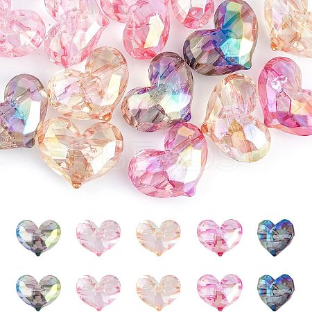 16Pcs 4 Colors Transparent Acrylic Beads MACR-FH0001-14-1