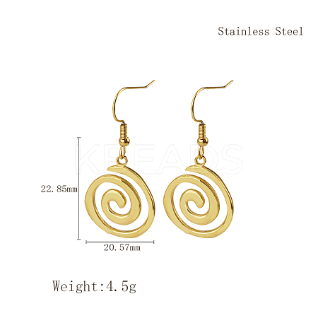 Stylish 304 Stainless Steel Spiral Pendant Dangle Earrings for Daily Wear NP0587-4-1