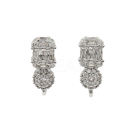 Brass Micro Pave Clear Cubic Zirconia Stud Earring Findings LS-KK-C107-06P-1