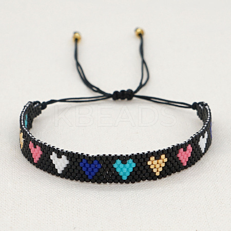 Heart Handmade Miyuki Seed Bead Braided Bead Bracelets for Women RA3888-1-1