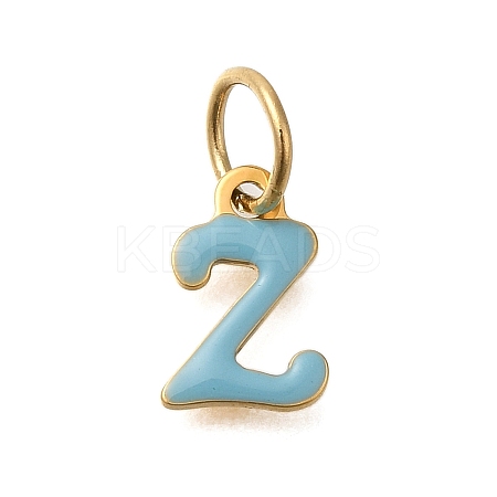 Ion Plating(IP) 304 Stainless Steel Enamel Alphabet Charms STAS-F308-02G-Z-1