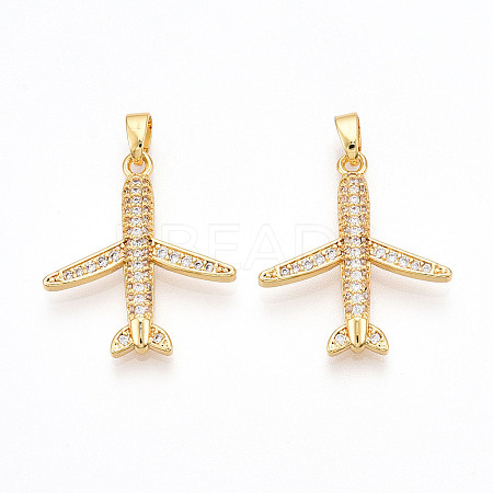 Brass Micro Pave Cubic Zirconia Pendants X-KK-T070-83G-1