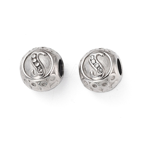 304 Stainless Steel Rhinestone European Beads STAS-A092-10S-P-1