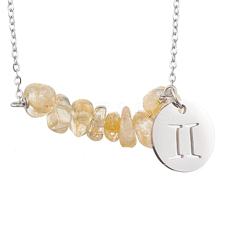 Natural Citrine Chip & Constellation Pendant Necklaces NJEW-JN05084-03-1