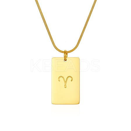 Stylish Stainless Steel 12 Zodiac Rectangle Pendant Necklaces for women GA2858-1-1