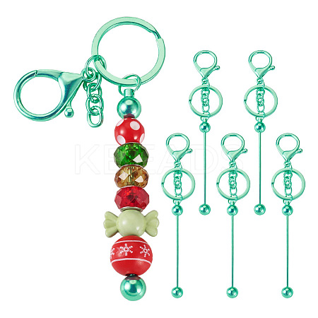 5Pcs Alloy and Brass Bar Beadable Keychain for Jewelry Making DIY Crafts DIY-SW0001-16A-1