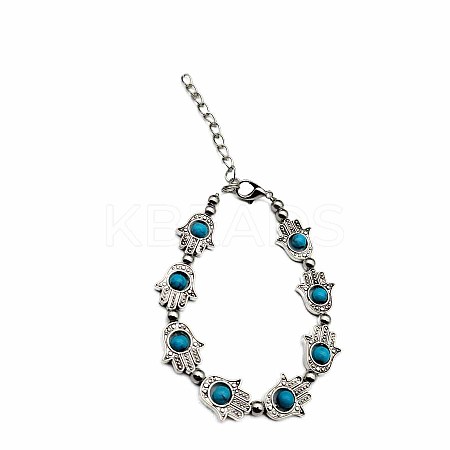 Ethnic Style Alloy Hamsa Hand Link Bracelets MK8655-1