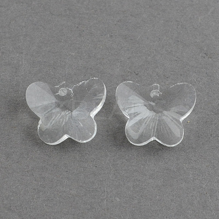 Butterfly Transparent Glass Pendants EGLA-R083-07-1
