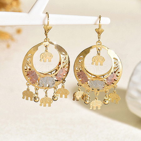 Flat Round Brass Chandelier Earrings OO4723-2-1