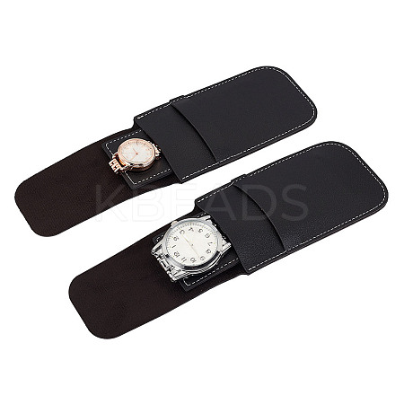 2Pcs Rectangle PU Imitation Leather Single Watch Storage Bag AJEW-GO0001-85D-1