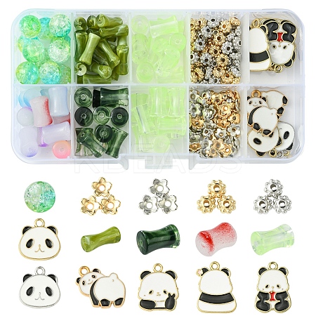 DIY Bamboo & Panda Acrylic & Alloy Enamel Bracelets Jewelry Making Kits DIY-FS0007-48-1