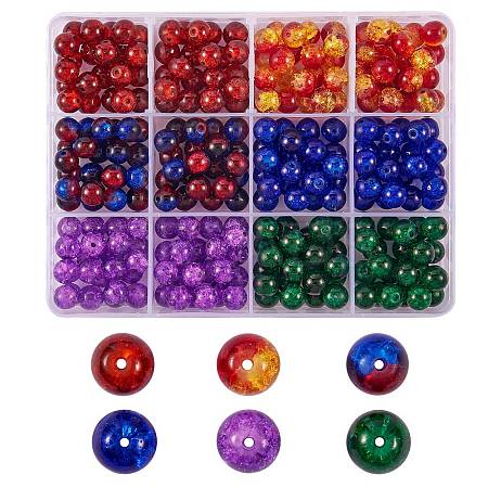 300Pcs 6 Colors Spray Painted Crackle Glass Beads CCG-SZ0001-11E-1