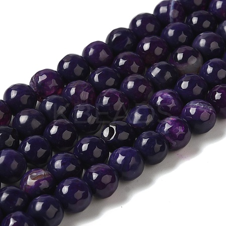 Dyed & Heated Natural Banded Agate Beads Strands G-P539-F01-01-1