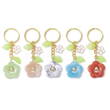 Flower Acrylic Imitation Gemstone Pendant Keychain KEYC-JKC00692-1