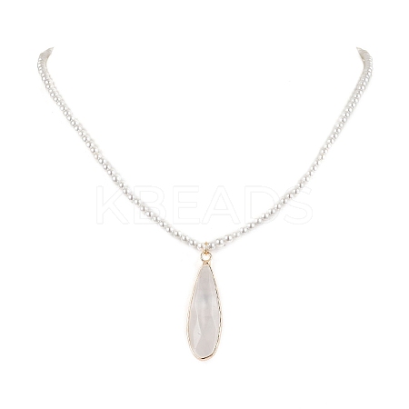 Shell Pearl Beaded Necklaces for Women NJEW-JN04980-1