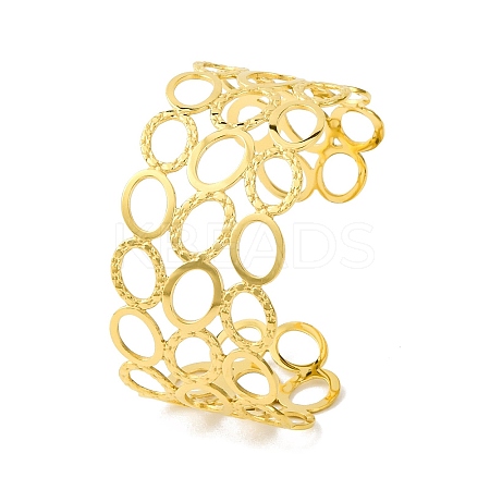 Ion Plating(IP) Oval 304 Stainless Steel Cuff Bangles for Women BJEW-B104-16G-1