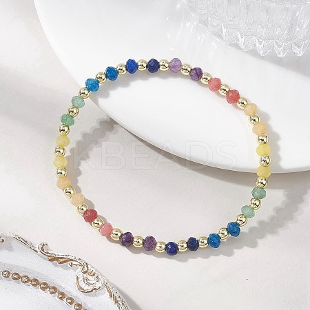 Rondelle Natural Malaysia Jade & Electroplate Non-magnetic Synthetic Hematite Beads Stretch Bracelets for Women BJEW-JB13389-1