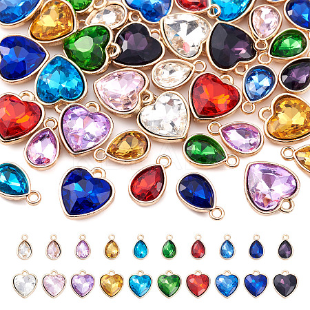 40Pcs 20 Styles Faceted Glass Rhinestone Pendants GLAA-TA0001-44-1