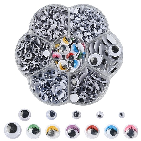743Pcs Black & White Plastic Wiggle Googly Eyes Buttons KY-YW0001-12-1