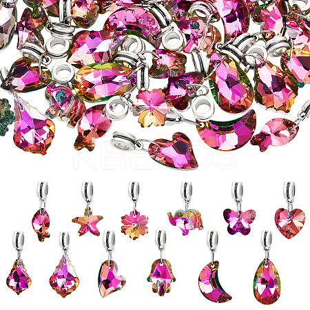 36Pcs 12 Styles Alloy Glass European Dangle Charms PALLOY-PH01787-1