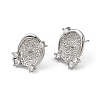 Brass Micro Pave Clear Cubic Zirconia Flat Round Stud Earring Findings KK-H524-08P-1