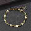 304 Stainless Steel Dapped Chains Bracelets for Women BJEW-D466-08C-G-4