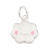 925 Sterling Silver White and Pink Enamel Smiling Face Cloud Charms STER-D303-03S-1