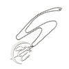 201 Stainless Steel Moon & Arabic Pendants Box Chain Necklaces for Women Men NJEW-R013-02P-3